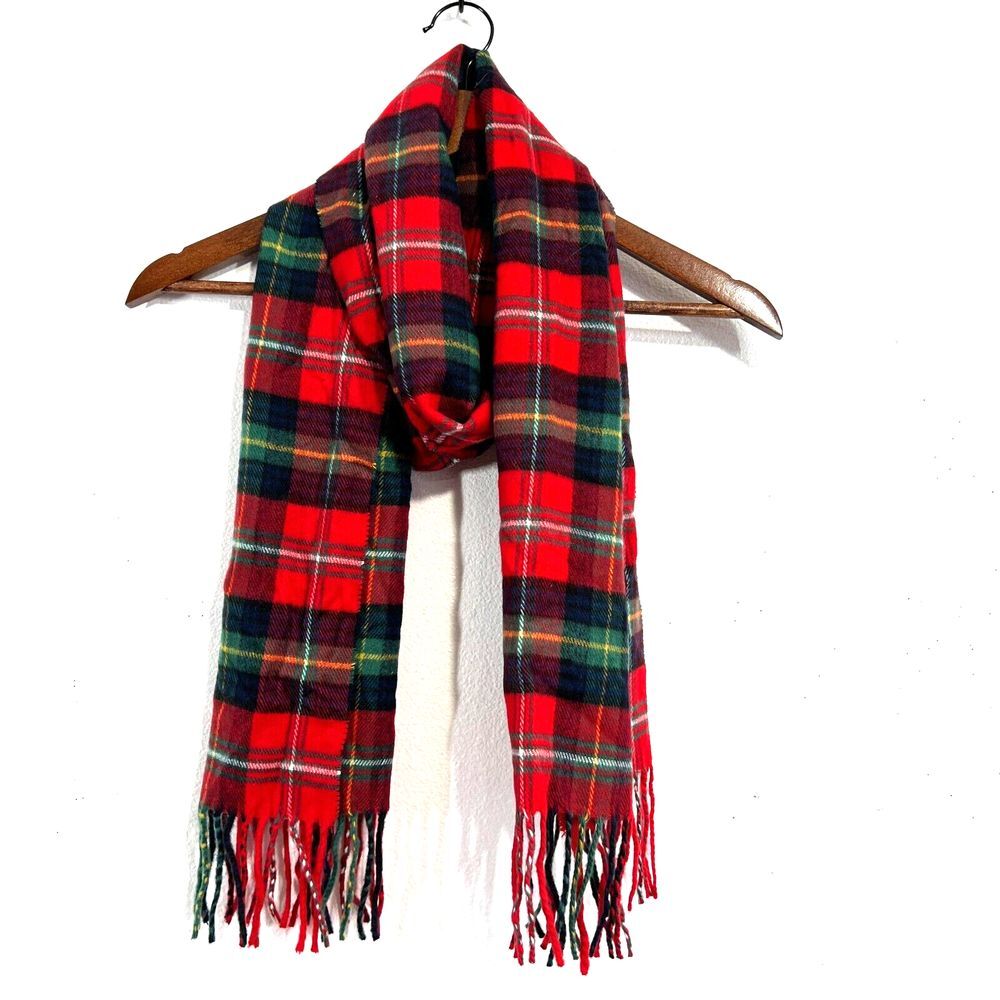Plum Feathers Super Soft Luxurious Cashmere Feel Winter Scarf Red/Green Check
